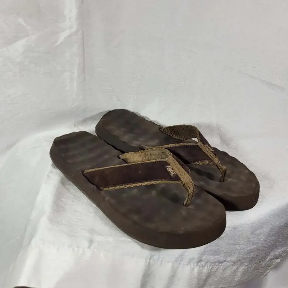 Flojos Men's Brown Thong Sandals Flip Flops, 10